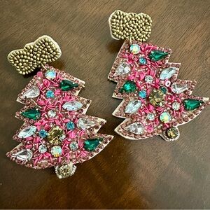 Festive Beaded Christmas Tree Earrings
